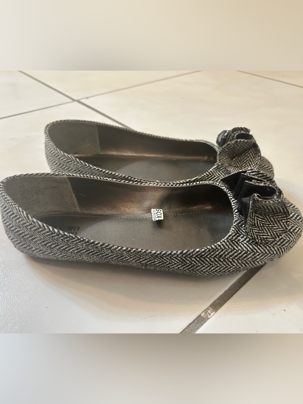 Mossimo Supply Co. Black & White Herringbone Bow Ballet Flats - size 8.5